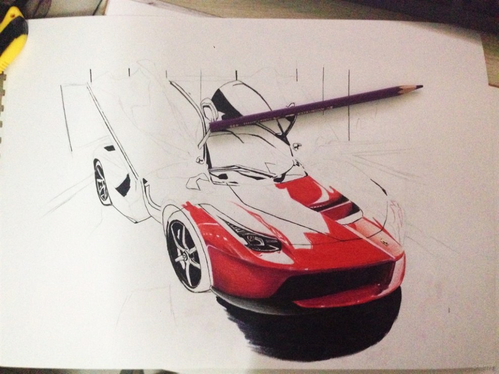 【【我画新能源汽车】混动烈马,手绘法拉利La