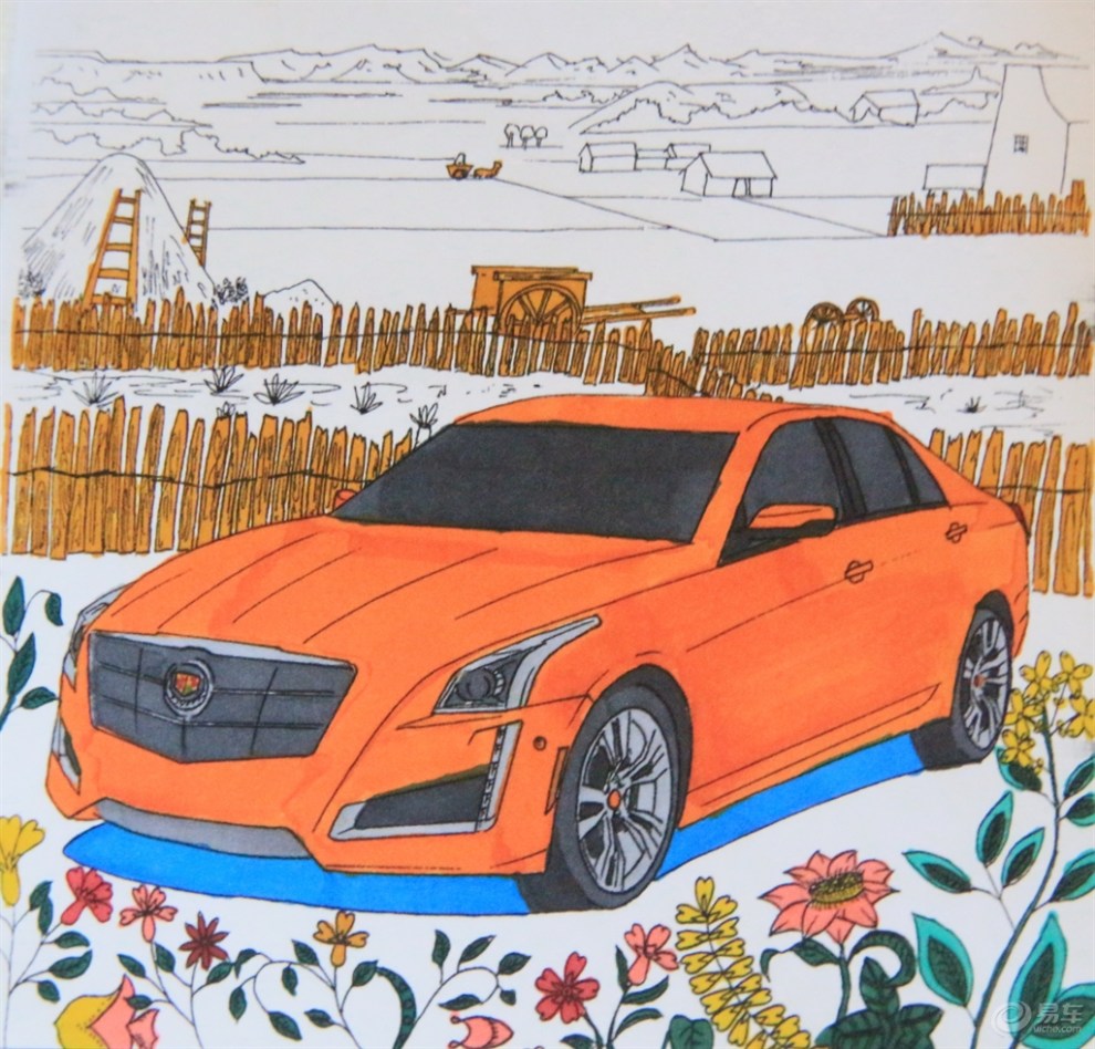 【凯迪拉克】梵高《麦田》&凯迪拉克cts 填涂