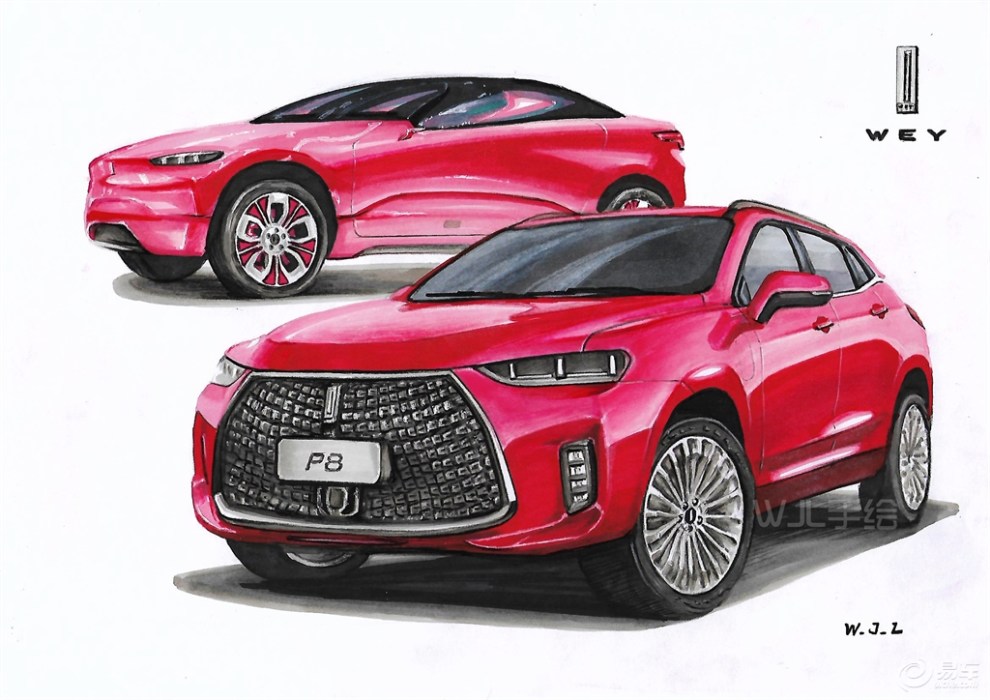 车展##画新车#【wjl手绘】wey p8